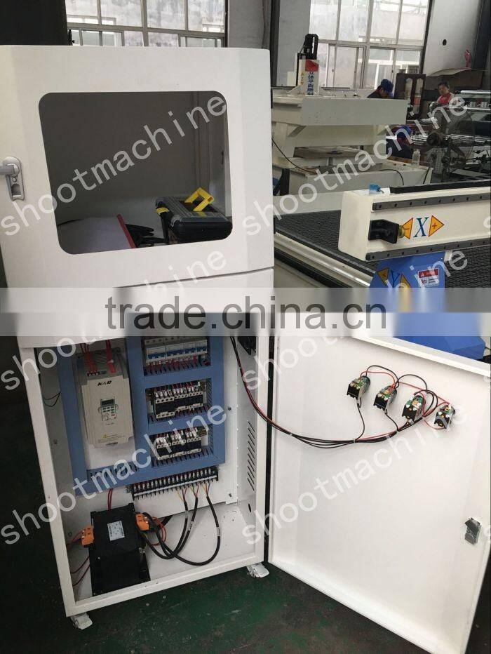 CNC Router Three-head Machine SH1325TS with Travelling area 1260x2500mm and Working area 1240x2480mm and Table size 1300x2500mm