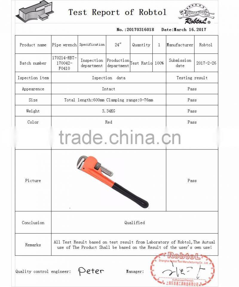 24 inch straight heavy duty american type style pipe wrench monkey adjustable plumbing spanner clamp