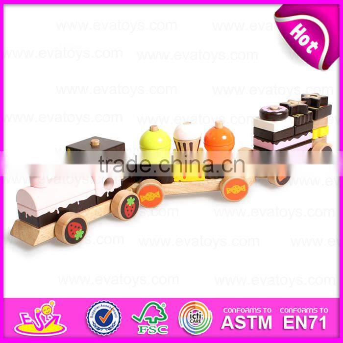 Colourful ABC letters wooden rotational train pull along toy,Best selling wooden ABC train toy with blocks W05C027