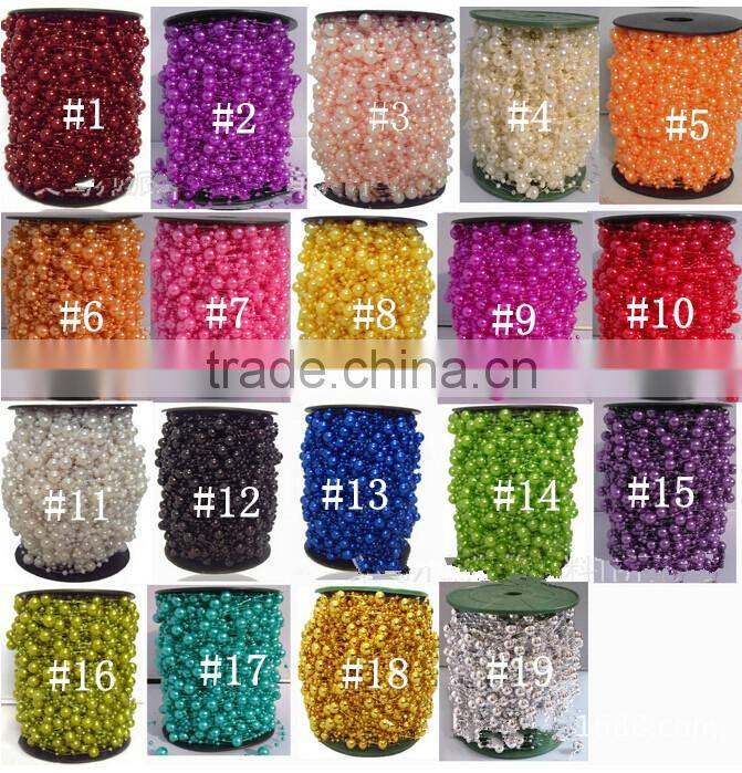 60 Meters Fishing Line Artificial Pearls Beads Chain Garland Flowers Wedding Party Decoration Products Supply 17Colors