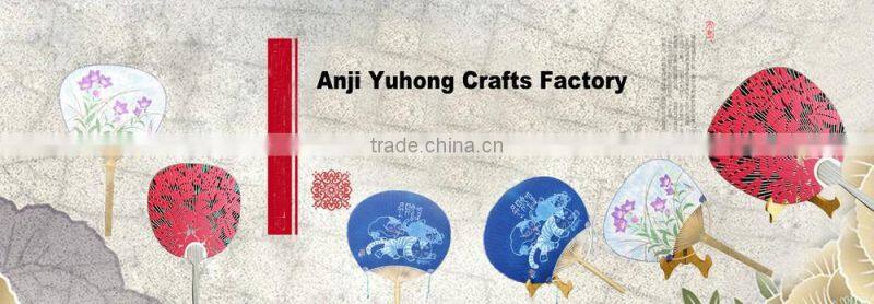 Environmental paper round fan with wood handle