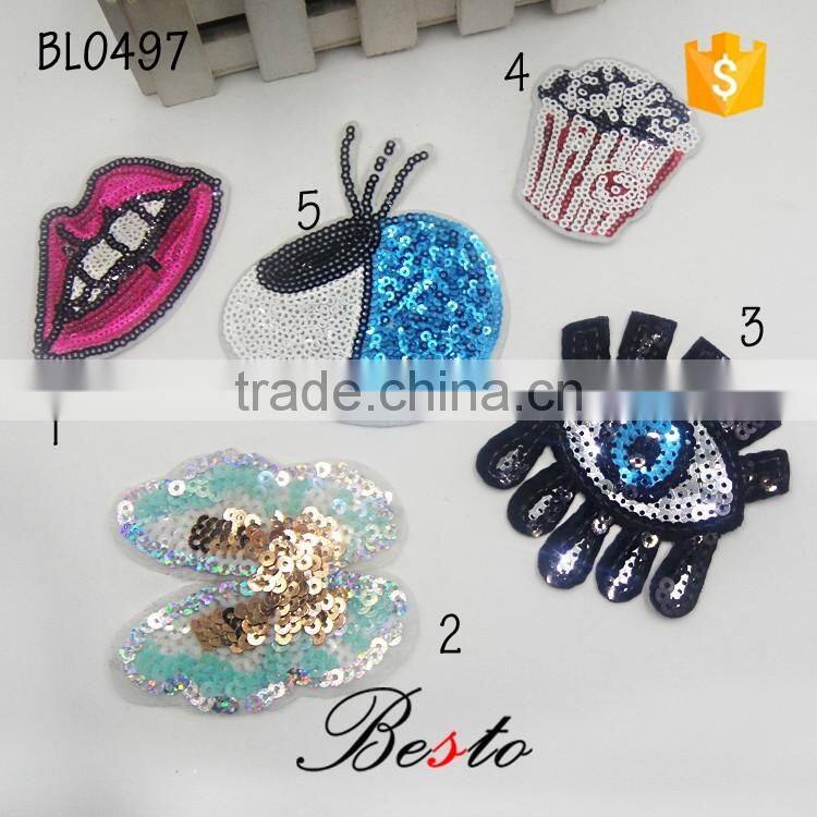 Custom wholesale bow sequin butterfly applique for garment
