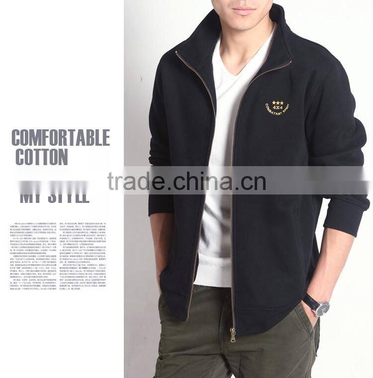 2017 men's spring coat cotton wool fleece jacket/zip up hoodie