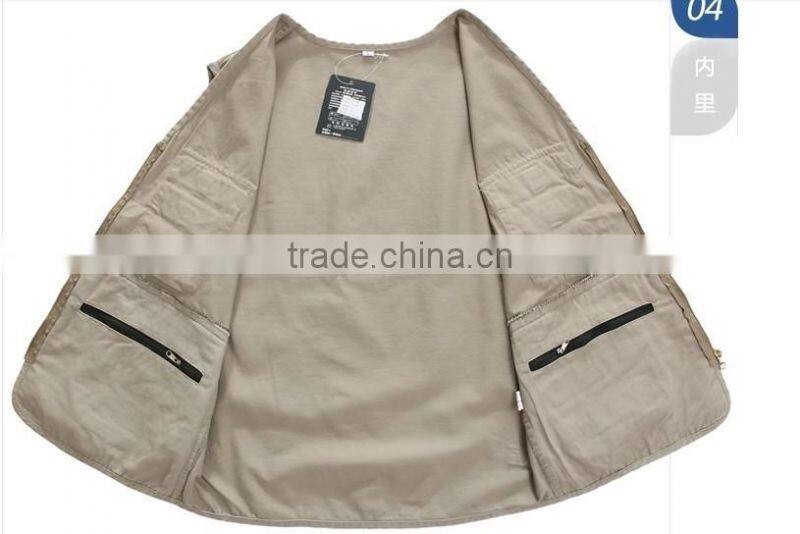 New 2017 Man Clothes Quick Drying Multiple Pockets Hunting and Fishing Vests for Men High Quality Casual Male Vest