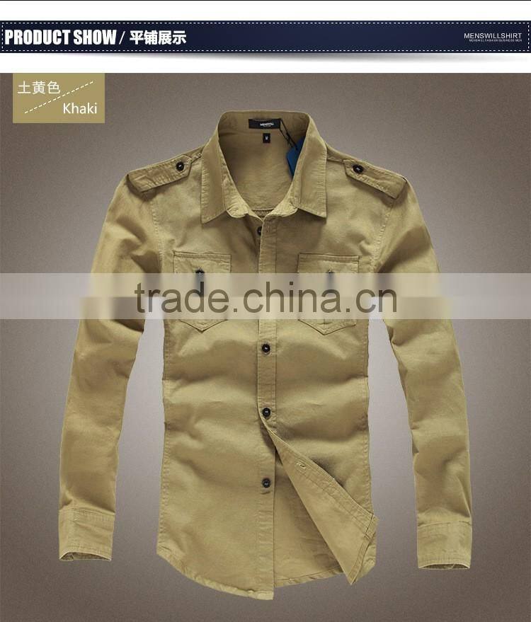 Military style dress shirt , 2016 Latest Shirts for men, 100% cotton western style dress shirt