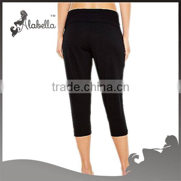 Ladies fitness fabric cotton women ruffle capris ruffle pants for lady