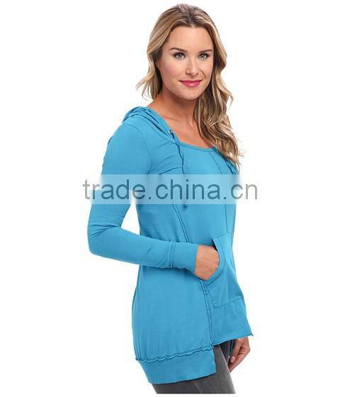 100 % cotton european style plain long sleeve classic jersey fabric pullover hoodie for women