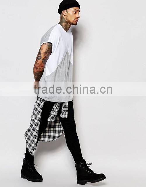 Cheap price super oversized sleeveless cut and sew casual men t-shirt