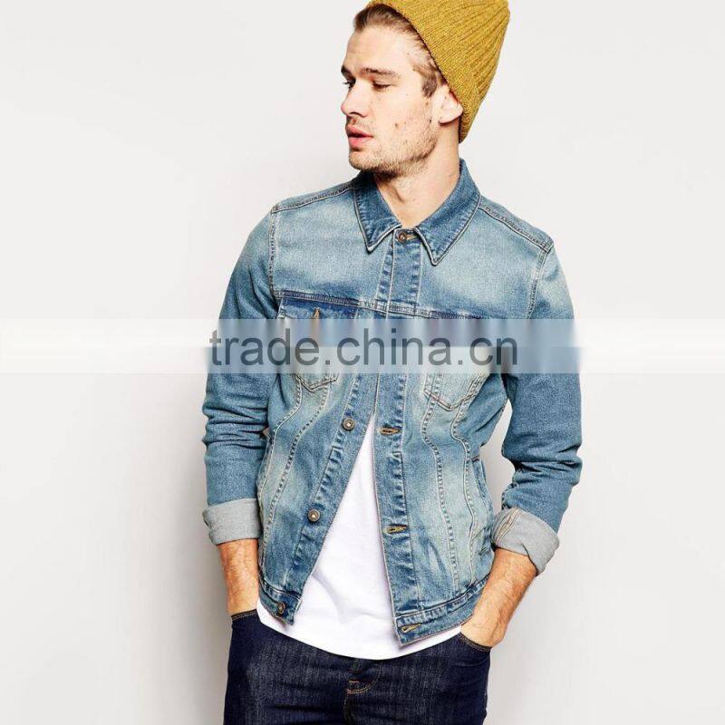 light blue fitness denim men jean jacket fashion street wear