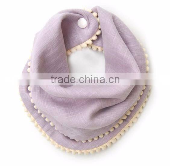 Fashion Cotton Baby Scarf Custom Pom Pom Baby Bandana Drool Bib