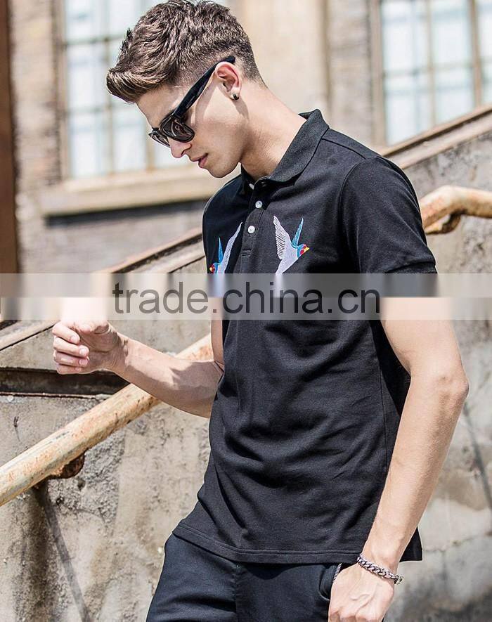 Mens private label cotton comfortable new style bird printing fabrics for polo shirts