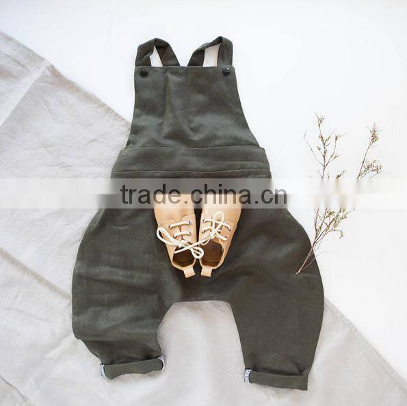 0-24 Months Boutique Toddlers Girl Sleeveless Plain White Linen Baby Romper