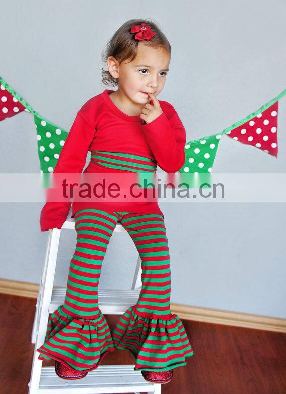 Wholesale Children's Boutique Clothing Christmas Baby Girls Ruffled Christmas Outfits