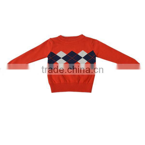 Girl's cotton ribbed jacquard pullover sweater