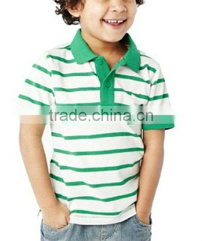 BOYS STRIPED POLO T SHIRT WITH CONTRAST COLLAR