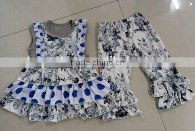 Boya new arrive summer cream yellow cotton lace flutter set girl clothing remake baby outfits giggle moon girls sets