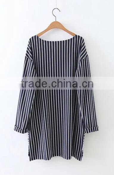 Runwaylover EY2370B Long Style 2017 Ladies Fashion Stripe Loose Blouse