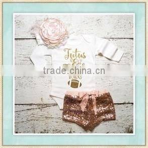 Children clothing football game baby onesie smocked cotton romper wholesale kids baby baseball romper and sequin shorts sets
