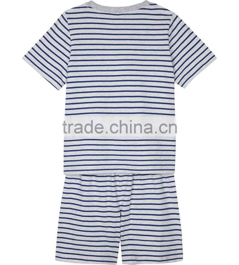 2017 wholesale kids latest design summer sleepwear cotton casual sleeping suit pajamas children stripe cotton pyjamas 1-6 years