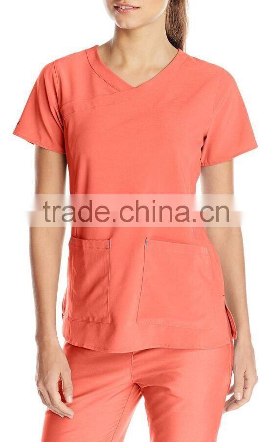 women's V-neck scrub top staff nurse uniform
