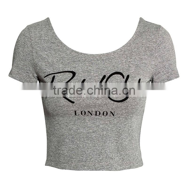 new!womens urban sportswear flocking printing crop tops/t shirt