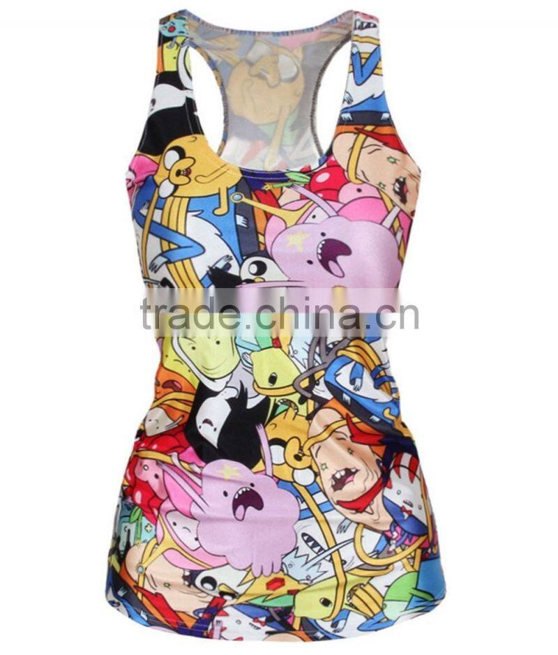 Top Fashion Women's Sublimation Printed Sleeveless T Shirt Vest Tank Tops sports clothes