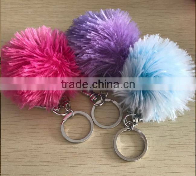 Super 8CM Soft Rex Rabbit Fur Ball Double Mirror Leather Rope Car Keychain Makeup Folding Mirror Bag Pendant