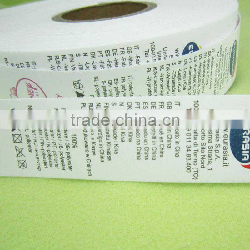 wholesale polyester satin garment care label