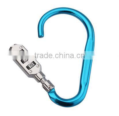 High quality Zinc alloy D shape backpack climbing hook luggage lock with assorted colours