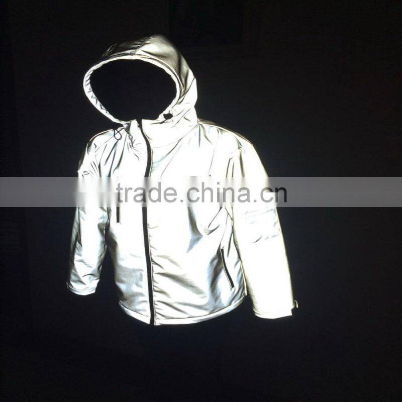 waterproof 3m safety breathe mesh lining shiny nylon reflective jackets for autumn running
