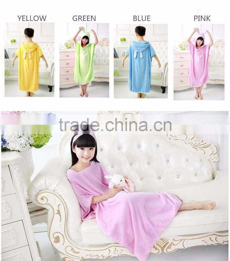 Kids towel poncho 100% cotton towelling fabric embroidered