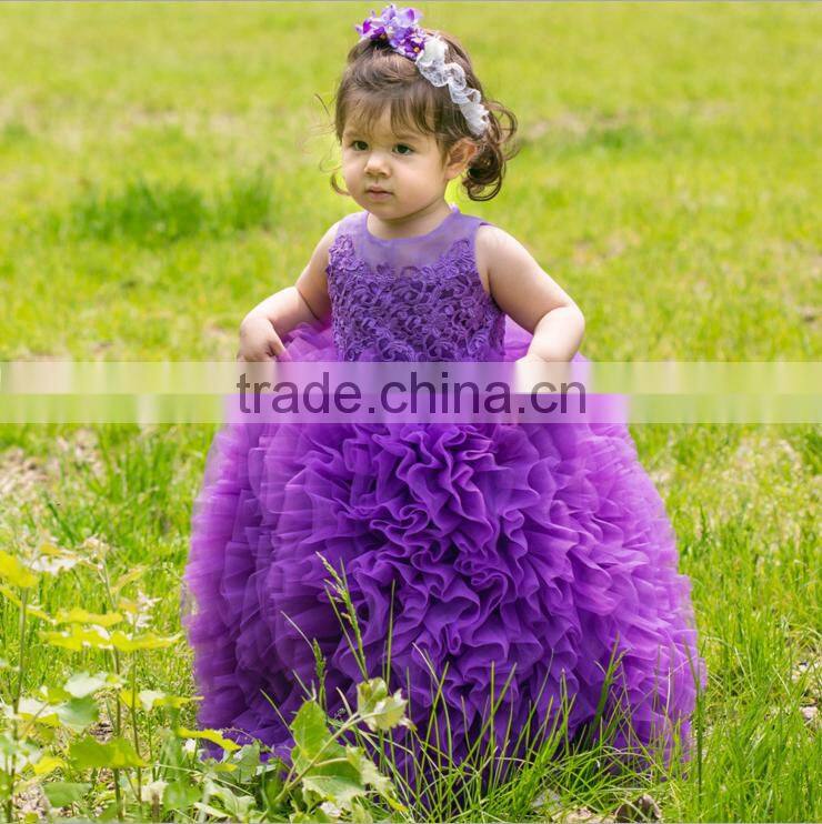 Hot Sale Kids Exquisite Lace Dress Embroidered Tops European Style for Party Wedding 5 Colors In Stock