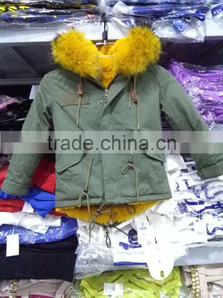 Parka Kids Wear 2015 Coat Jackets For Children Clothing Factory Girls' Faux Fur-Lined Army Coat Kid Clothes Fur Coat