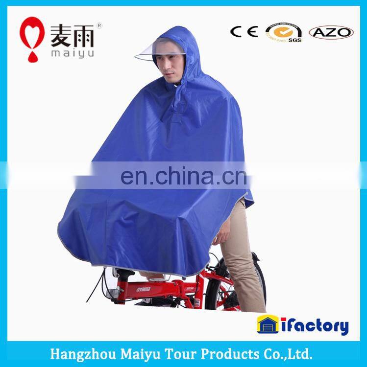 Maiyu high quality oxford with pvc coating bicycle rain poncho