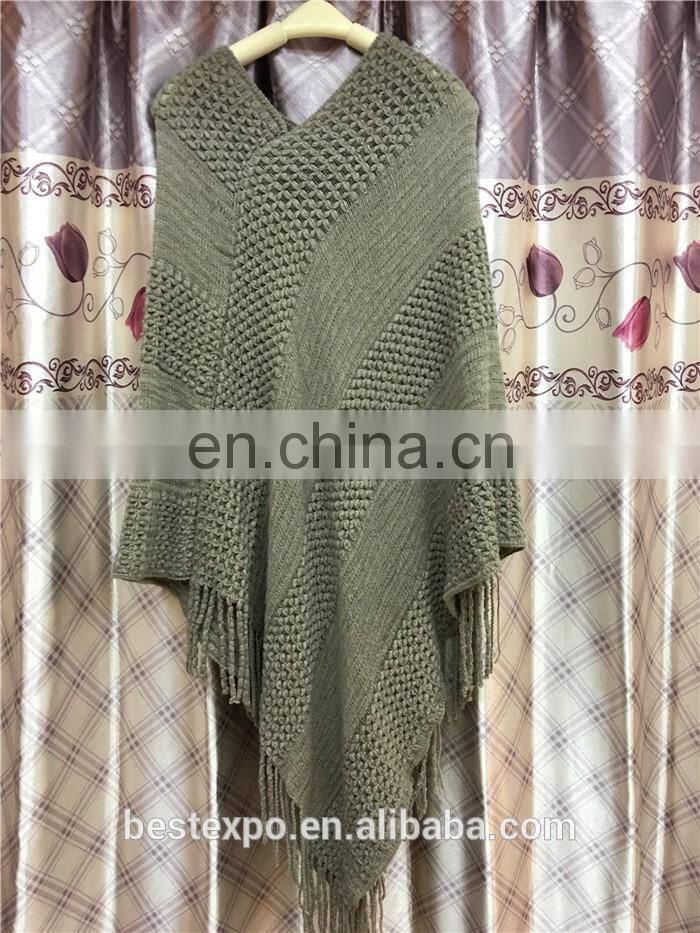 wholesale pullover knitted poncho wool sweater design for girl