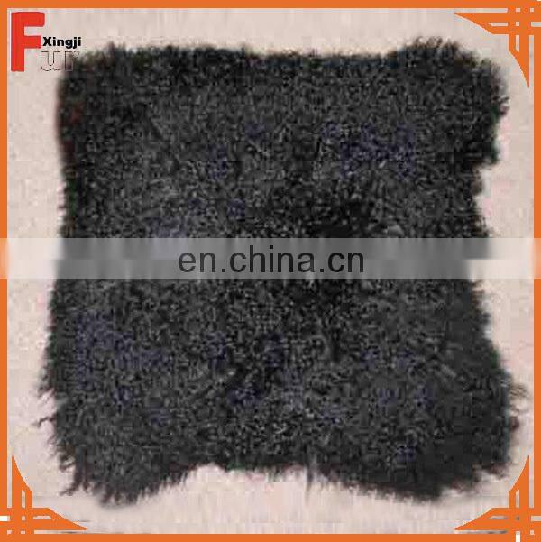 Natural color top quality fur Mongolian lamb fur cushion