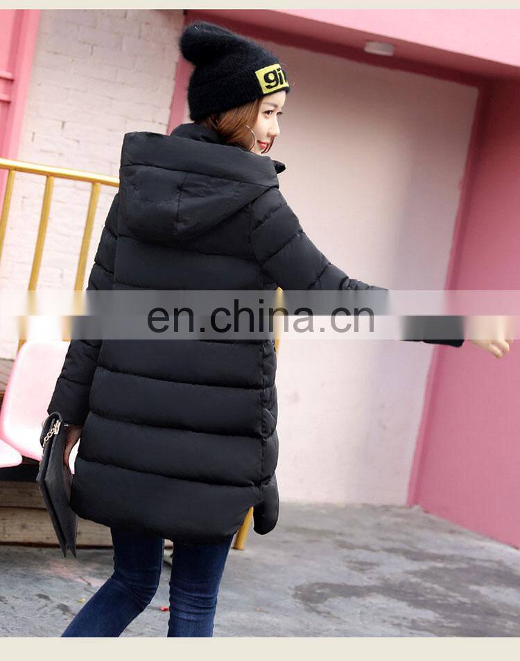 2017 autumn and winter new in the long section was thin down jacket hooded coat thickening coat