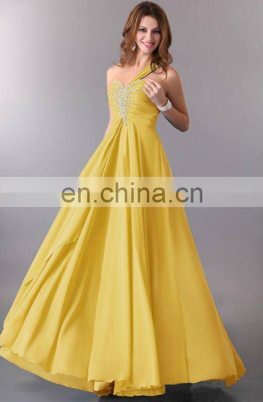 2015 New Arrivals Embroidery Beaded Elegant Black One Shoulder Designer Evening Dresses CL3120-1