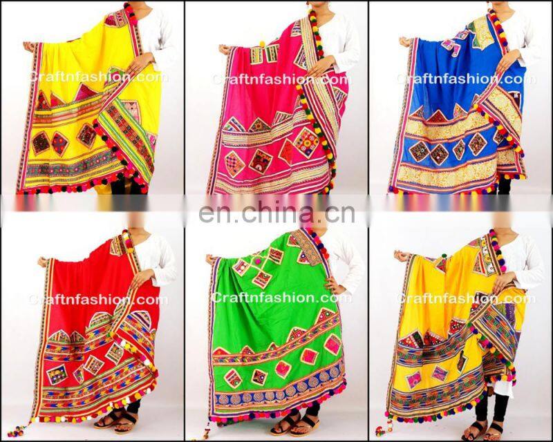 Indian Designer Dupatta- Indian Fushion wear Cotton Dupatta- Designer Handmade Embroidery Dupatta- Handmade Embroidered Dupatta