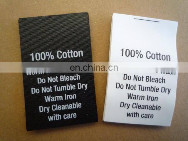custom printing 100% cotton washing label