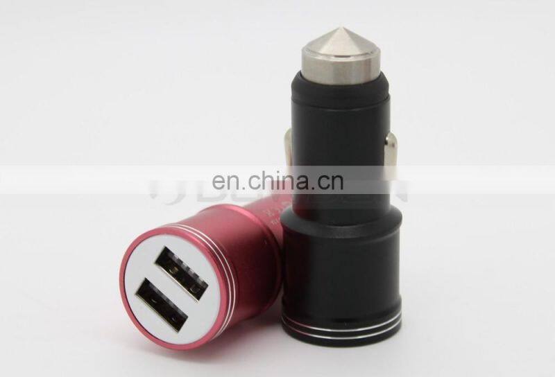 Dual USB Port Alloy Skin 5V 3A Auto Lighter Power Source Mobile Travel Charger