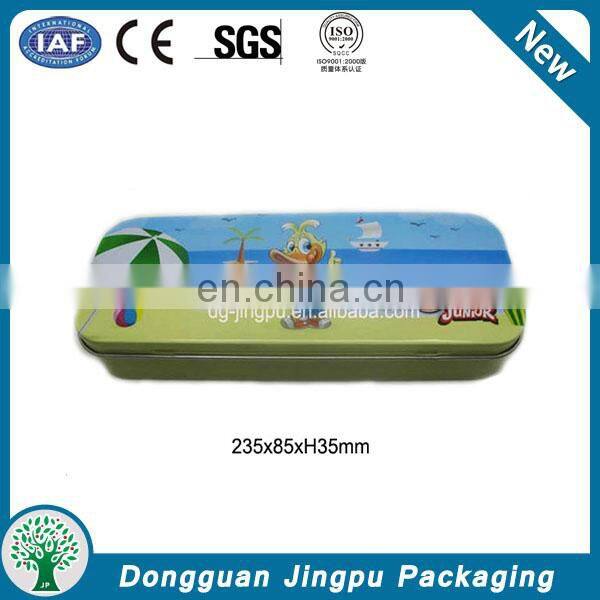 Custom printed metal rectangular kids tin pen case