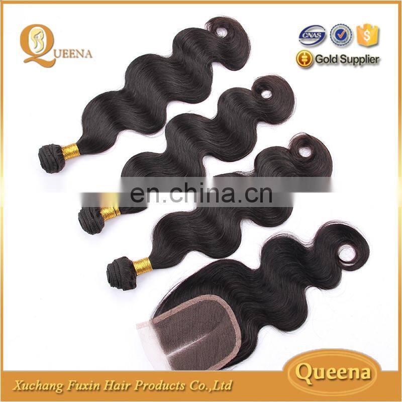 Top selling product cheap human hair Brazilian virgin hair bundles with lace closure