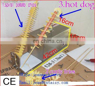 528 spiral potato chips making machine / electrical spiral fries / spiral potato cutter with hot dog (0086-13683717037)
