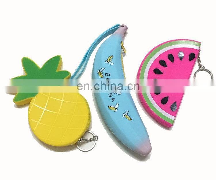 Portable Women Kids Cartoon Fruit Coin Purse Wallet Case Silicone Pineapple Key Bag Pouch