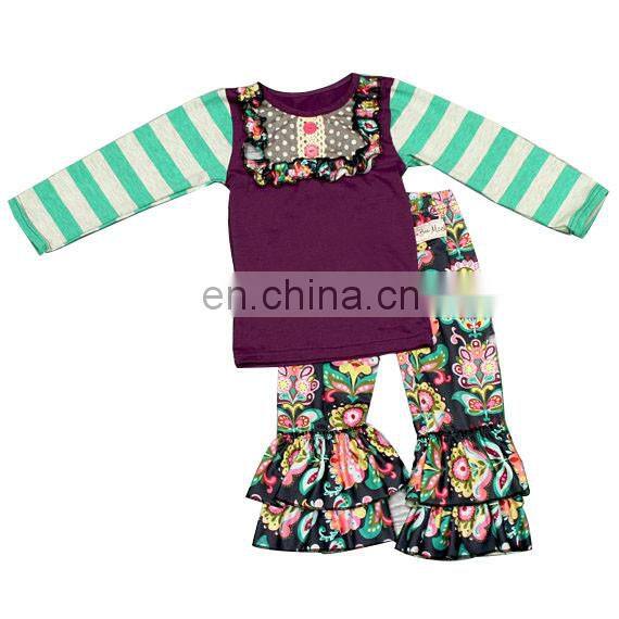 Cheap ruffle baby clothes newborn kids clothes baby girl cotton clothing boutique set