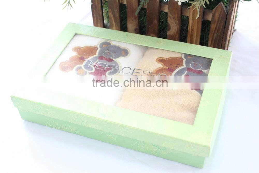 Guangdong manufactory pure cotton customized pattern bear lovely inflant/kids/child towel