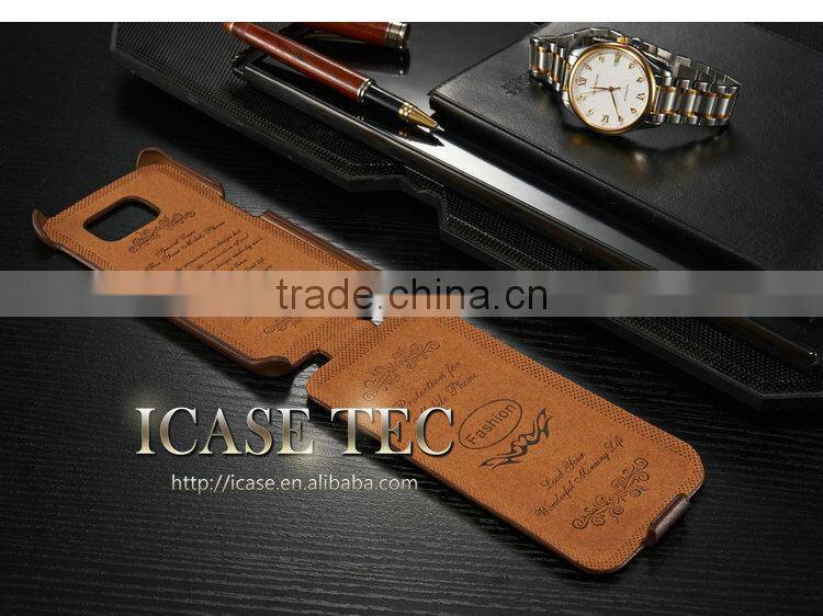 for samsung galaxy s6 edge flip case with real leather material