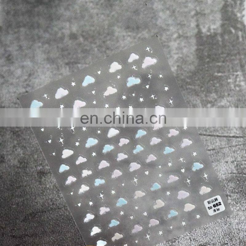 Hot Sell Ins FB Star Rainbow Cloud Japanese Nail Art Stickers 2 Designs Semi Self-Adhesive Nail Art 3D Decoration Sticker