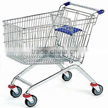 100L zinc plated alibaba metal shopping trolleys supermarket trolley